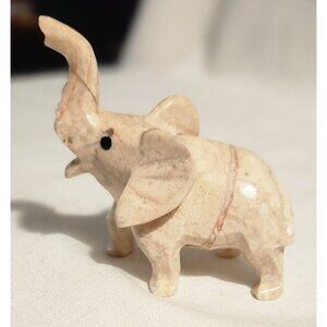 Vintage Hand-Carved Marble Elephant Figurine 2 Inch Cottage Artsy
